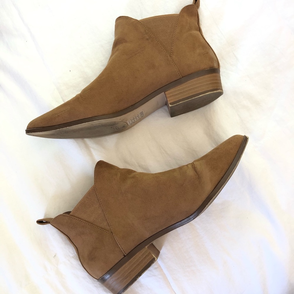 Forever 21 camel pointed toe ankle booties